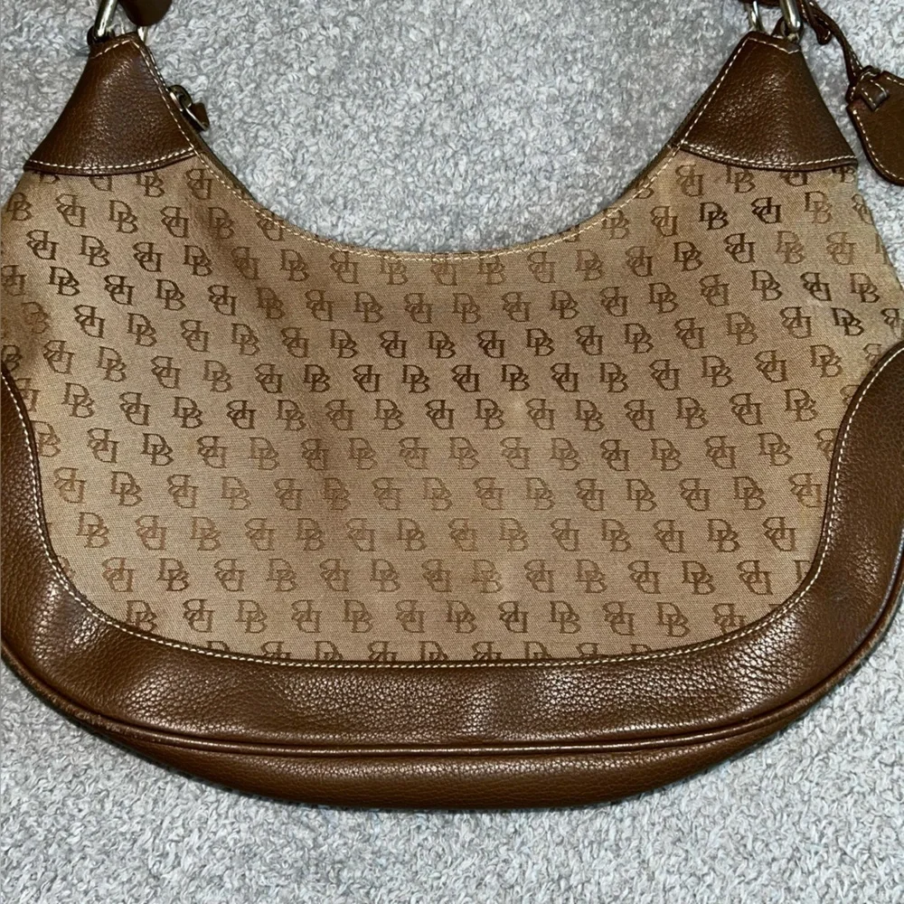 Dooney & Bourke Signature Tan and Brown Hobo Bag